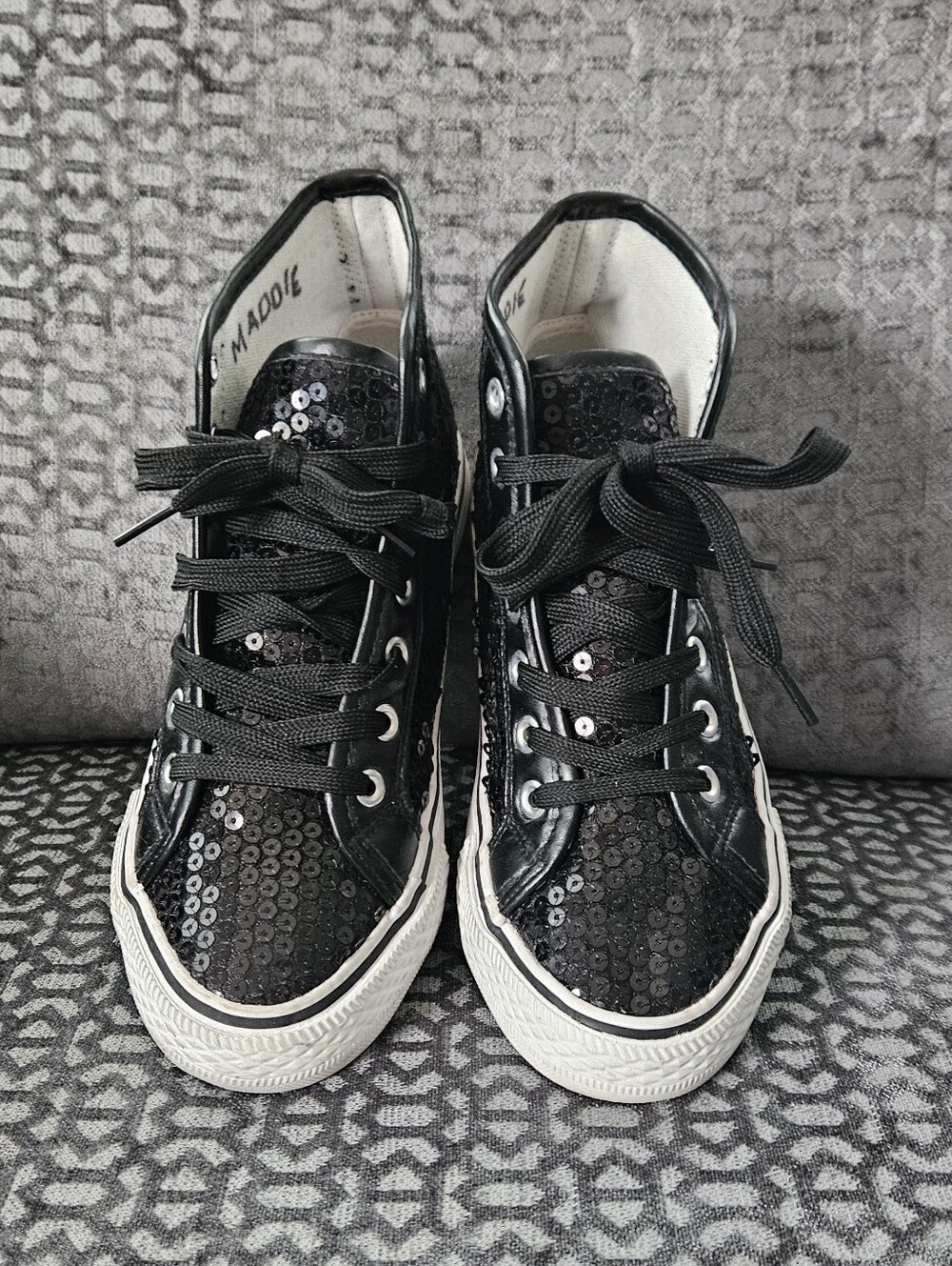Weissman Black Sequin High-Top Sneakers, Sz 5, EC